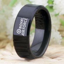 8mm, Black, Tungsten Carbide, Royal Air Force (RAF) Theme Ring - Unisex, Men's, Women's