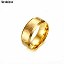 VNOX Gothic/Classic Style, Stainless Steel, Pentagram & Moon, Triple Goddess Theme Ring - Unisex