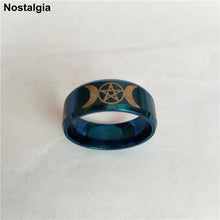 VNOX Gothic/Classic Style, Stainless Steel, Pentagram & Moon, Triple Goddess Theme Ring - Unisex