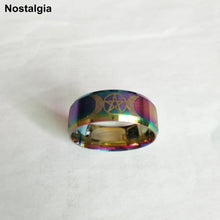 VNOX Gothic/Classic Style, Stainless Steel, Pentagram & Moon, Triple Goddess Theme Ring - Unisex