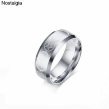 VNOX Gothic/Classic Style, Stainless Steel, Pentagram & Moon, Triple Goddess Theme Ring - Unisex