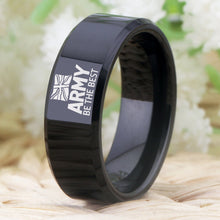 8mm, Black, Tungsten Carbide, British Army Theme Ring - Unisex, Men's, Women's