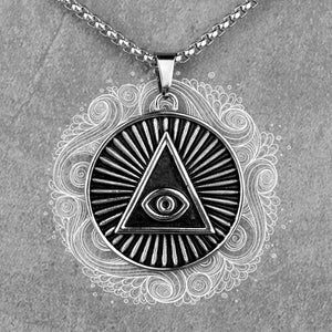 Stylish, Stainless Steel, Illuminati/All Seeing Eye Theme Pendant/Necklace - Unisex