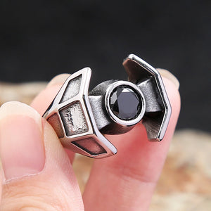 Sci-Fi/Trendy, 316L Stainless Steel, Star Wars, Tie Fighter Theme Ring - Unisex