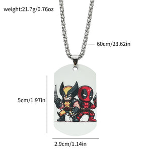 Military, Stainless Steel, Marvel Theme Deadpool/Wolverine Theme Pendant/Dog Tags