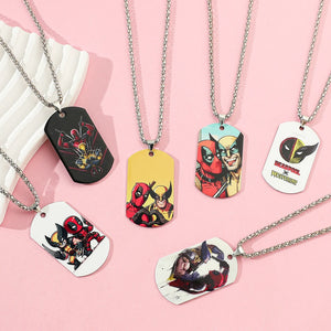 Military, Stainless Steel, Marvel Theme Deadpool/Wolverine Theme Pendant/Dog Tags