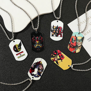 Military, Stainless Steel, Marvel Theme Deadpool/Wolverine Theme Pendant/Dog Tags