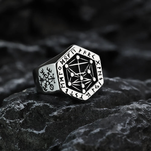 Vintage/Gothic, 316L Stainless Steel, Nordic/Viking Rune Theme Ring - Men's