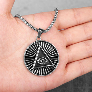 Stylish, Stainless Steel, Illuminati/All Seeing Eye Theme Pendant/Necklace - Unisex