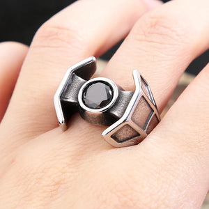 Sci-Fi/Trendy, 316L Stainless Steel, Star Wars, Tie Fighter Theme Ring - Unisex