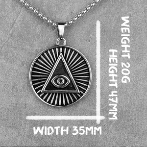 Stylish, Stainless Steel, Illuminati/All Seeing Eye Theme Pendant/Necklace - Unisex