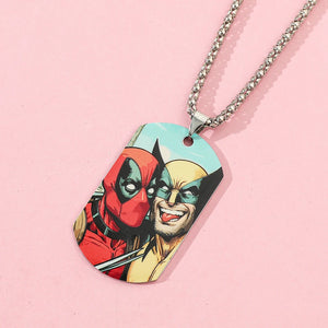 Military, Stainless Steel, Marvel Theme Deadpool/Wolverine Theme Pendant/Dog Tags