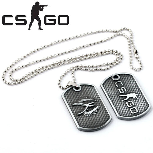 Military/Classic Silver, Gaming, Counter-Strike Go Theme Pendant/Dog Tag/Necklace