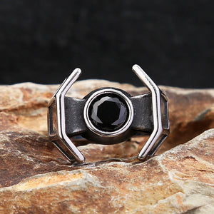 Sci-Fi/Trendy, 316L Stainless Steel, Star Wars, Tie Fighter Theme Ring - Unisex