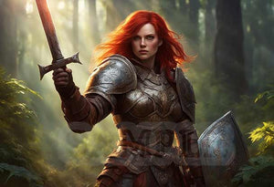 HD Digital Art, Red Haired, Armoured, Maiden Warrior - Fantasy, Mythical, 2432x1664