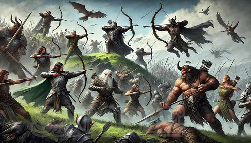 HD Digital Art, Elves VS Orcs, Epic Battle Scene - Fantasy, Battlefield, 3584x2048