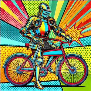 HD Digital Art, Armoured Knight Riding A Bicycle - Medieval, Renaissance, 2048x2048