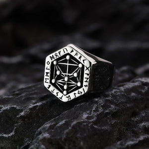 Vintage/Gothic, 316L Stainless Steel, Nordic/Viking Rune Theme Ring - Men's