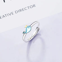 Cute, 925 Sterling Silver, Whale Theme, Adjustable Ring - Ladies/Women's, White Gold Plated