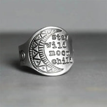 Retro/Vintage "Stay Wild Moon Child" Crescent Moon Theme Engraved Ring - Unisex