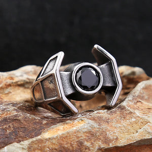 Sci-Fi/Trendy, 316L Stainless Steel, Star Wars, Tie Fighter Theme Ring - Unisex