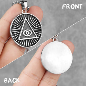 Stylish, Stainless Steel, Illuminati/All Seeing Eye Theme Pendant/Necklace - Unisex