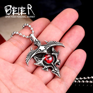 Retro/Punk, 316L Stainless Steel Eagle/Red Stone Theme, Necklace/Pendant