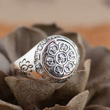 BALMORA 925 Sterling Silver Buddhism Six Words Mantra Unisex Ring - Vintage Jewellery
