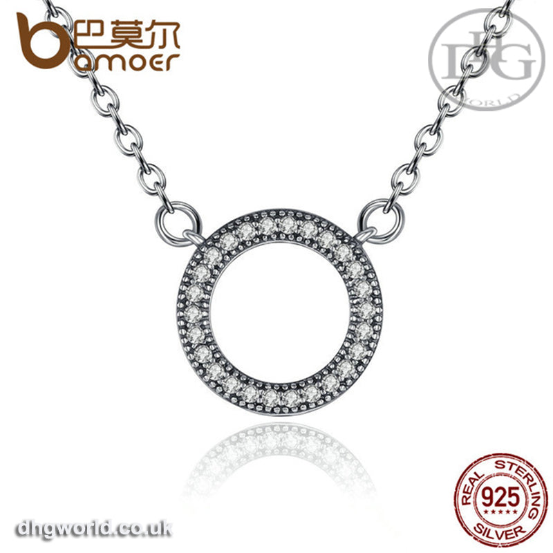 BAMOER 925 Sterling Silver Elegant, Circular Theme Pendant for Women / Cubic Zirconia