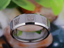 Silver, 8mm, Tungsten Carbide, Transformers Themed Ring - Unisex, Men's, Women's