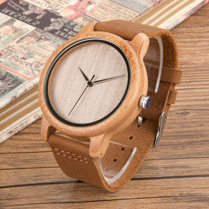 BOBO BIRD Quartz Unixsex Bamboo & Wooden Watch with Scale Soft Leather Straps