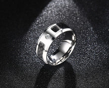VNOX Fashionable Stainless Steel & Carbon Fiber Ring - Men's / Gents, Cubic Zirconia