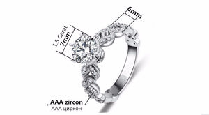 DODO & HIHANG 925 Sterling Silver ladies Ring with 1.5 Carat AAA Cubic Zircon & Crystal Leaves - Jewellery, Weddings, Engagements