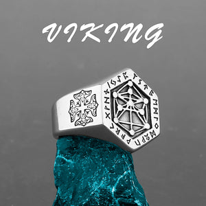 Vintage/Gothic, 316L Stainless Steel, Nordic/Viking Rune Theme Ring - Men's