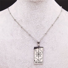 Vintage, Silver, Stainless Steel, Wicca / Tarot Card, The World Theme Pendant / Necklace
