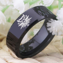 YGK Trendy, 8mm, Tungsten Carbide, The Witcher Logo Themed Ring - Unisex, Men's, Women's