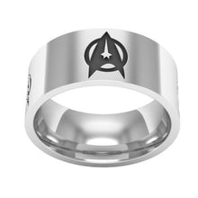 Trendy / Sci-Fi, 8mm Stainless Steel, Starfleet Logo / Star Trek Theme Ring - Unisex, Ladies, Men's