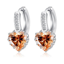JEXXI Heart Themed 925 Sterling Silver Ladies Earrings with Cubic Zirconia - 9 Colours Variants, Stud Type