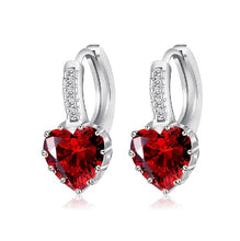 JEXXI Heart Themed 925 Sterling Silver Ladies Earrings with Cubic Zirconia - 9 Colours Variants, Stud Type