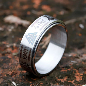Classic, 316L Stainless Steel, Nordic/Norse Runes & Viking Symbols Theme Ring