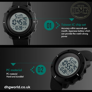 SKMEI Military Style Japanese Digital Sports Watch - Men's / Gents, 50m Water Resistant