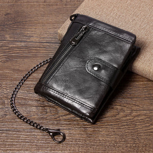 Top Genuine Leather Men's Wallet Retro Handmade Wallet for Men Durable Real Leather portfel male cartera hombre Purse for men
