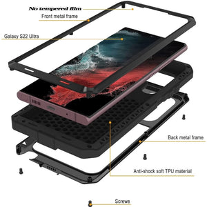 Luxury Aluminium Doom Armour Case, Samsung Galaxy Phones - S23 S22 S21 S20 S10 S9 S8 Plus Ultra Note, Anti-Knock, Dirt-Resistant