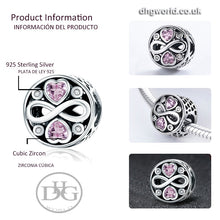 BISAER 925 Sterling Silver Love & Friendship, Pink CZ Beads Fit BISAER Charms Bracelets Original Silver 925 Fashion Jewelry