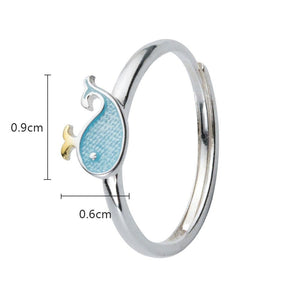 LicLiz Cute 925 Sterling Silver Whale Theme Adjustable Ring - Ladies / Women's, White Gold Plated