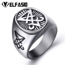 ELFASIO 316L Stainless Steel Gothic Style Sigil of Satan / Lucifer Theme Ring - Unisex