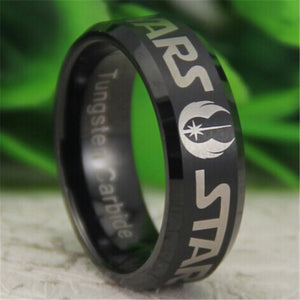 YGK Trendy Style Tungsten Carbide Black Star Wars Themed Ring - Unisex, Men's, Women's