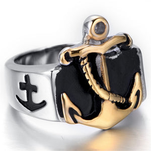 Trendy 316L Stainless Steel, Nautical / Maritime / Naval / Anchor Themed Ring - Men's / Gents