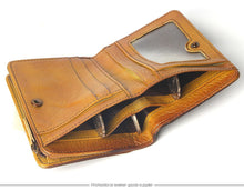 TAUREN Vintage, Retro Handmade Genuine Leather RFID Short Wallet / Purse - Unisex
