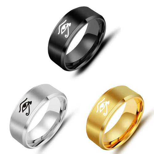 Fashionable / Classic, 316L Stainless Steel, Egyptian, Eye of Horus / RA Themed Ring - Unisex